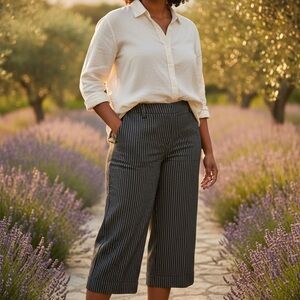 Elegant Black Pinstripe Culottes
